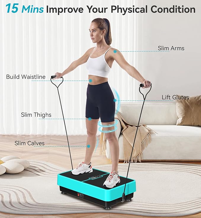 POWET Vibration Plate Exercise Machine for Weight Loss, Woukout & Lymphatic Drainage – Whole Body Vibrating with 99 Speed Levels & 5 Pre-Set Modes – Supports Up to 400lbs, Ideal for Home Use