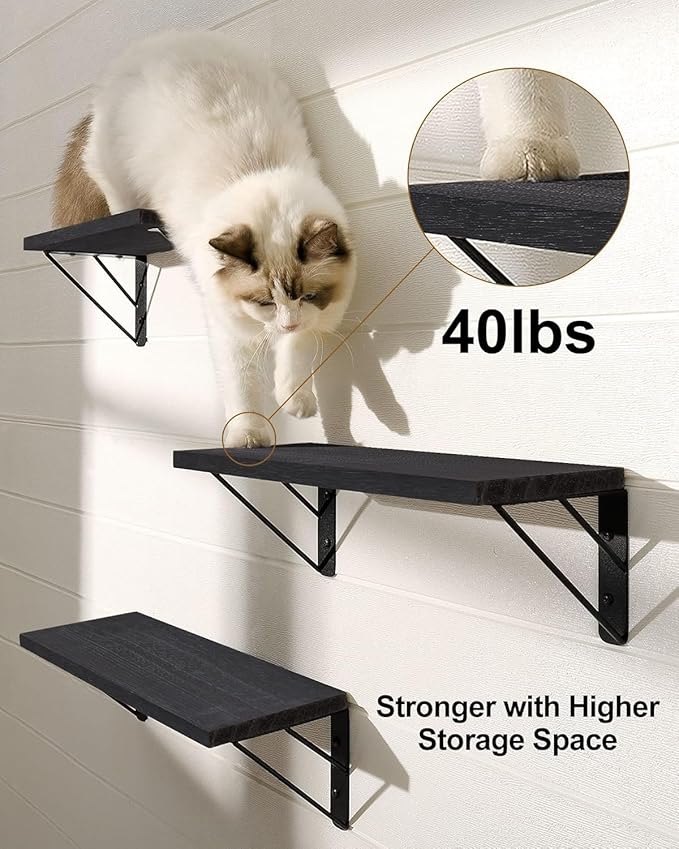 BAYKA Wall Shelves for Bedroom Decor, Floating Wall Shelves for Living Room Kitchen Storage, Wall Mounted Rustic Wood Floating Shelves for Kids Books, Corner Shelves for Bathroom, Office(Set of 3)