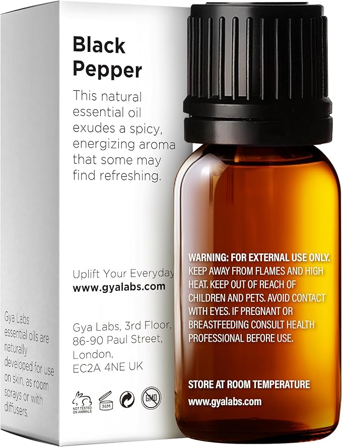 Gya Labs Black Pepper Essential Oil for Comfort - 0.34 Fl Oz - 100% Pure Natural Black Pepper Oil for a Soothing Aromatic Experience & Candle Making Scent