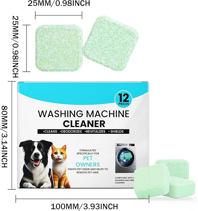 Washing Machine Cleaner 48 Pack-24 Month Supply,Cleaning Tablets Formulated for Pet Owners for He,Easy Pet Hair Remover for Laundry.Top & Front Load Washer.Septic Safe.