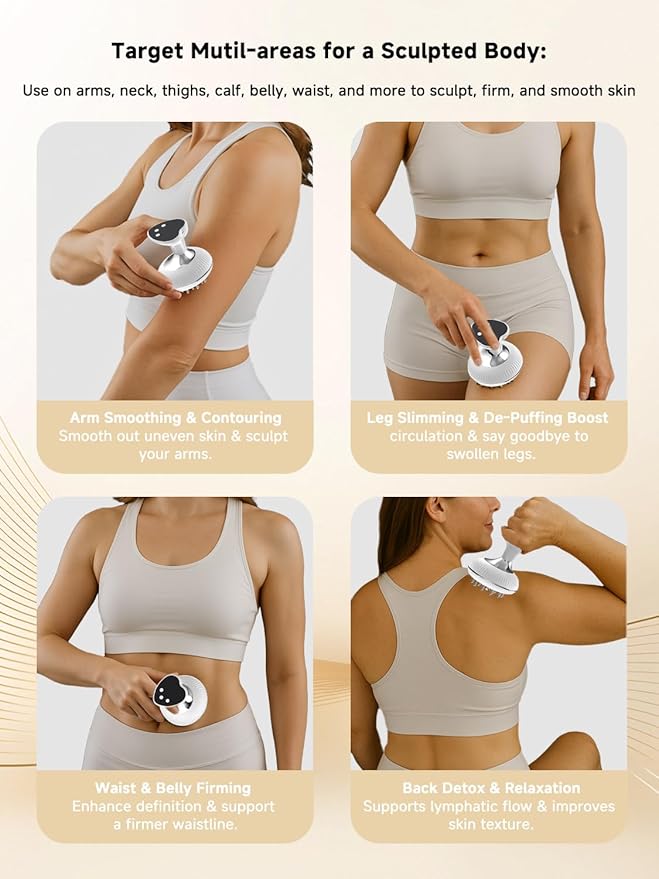 Lymphatic Drainage Massager, Electric Anti Cellulite Massage Tool, Helps Reduce Stretch Marks & Cellulite for Legs & Arms & Belly, Body Sculpting Machine with Microcurrent, Light, Heat & Vibration