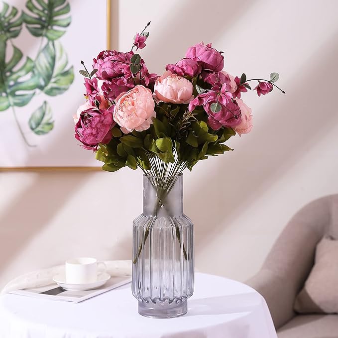 Duovlo Fake Flowers Vintage Artificial Peony Silk Flowers Wedding Home Decoration,Pack of 1 (New Sweetened Bean)