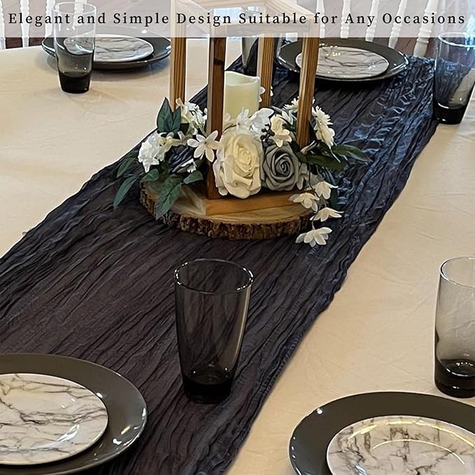 10FT 6 Pack Black Cheesecloth Table Runner 20 x 120 Inch Long Boho Fabric Rustic Cheese Cloth Table Runner for Wedding Bridal Shower Baby Shower Gauze Sheer Birthday Party Table Decorations