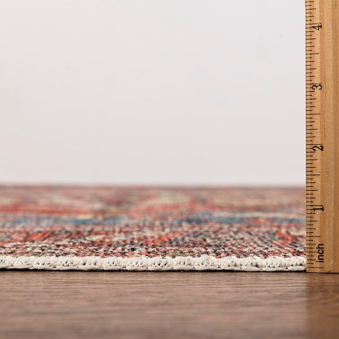 Keen Home Design 6x9 Rug - Machine Washable Area Rug with Non-Slip Backing, Ideal for Living Room, Dining Room, Bedroom - Vintage, Easy Clean, Durable, Low Pile Rug - (6' x 9')
