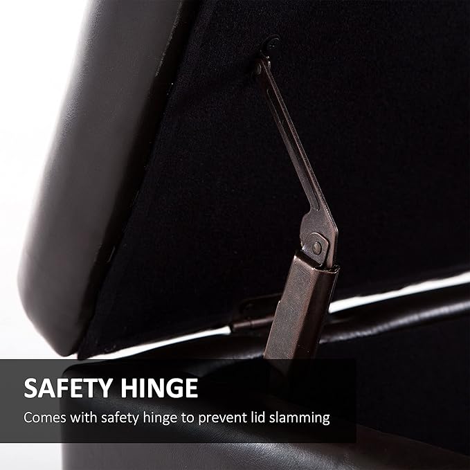 HOMCOM 51" Ottoman Storage Bench, Faux Leather Storage Chest with Lift Top, Tufted Ottoman for Living Room, Entryway, Dark Brown