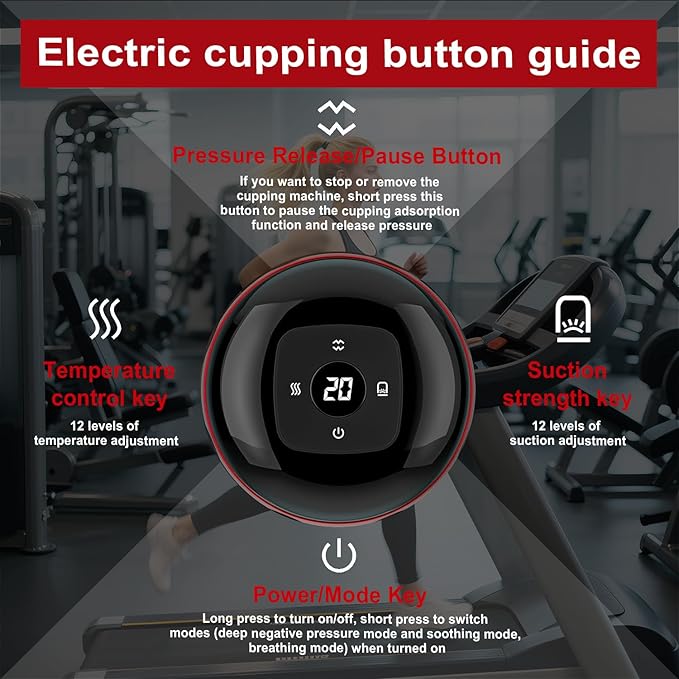 TISSCARE 5-in-1 Electric Cupping Massager Kit – 12-Level Temperature & Suction Control for Muscle Relaxation, Includes 2 Replaceable Cups