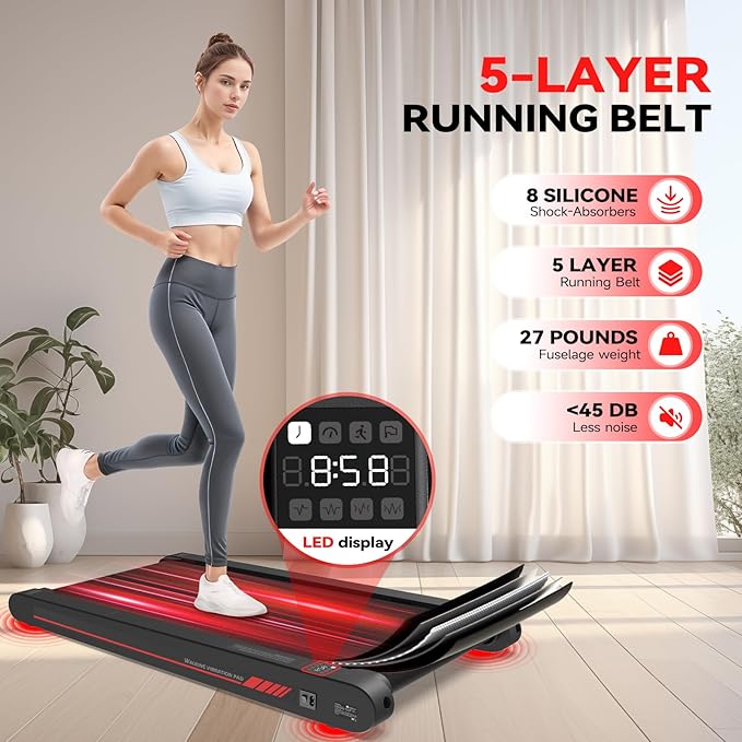 Walking Vibration Pad,Under Desk Treadmills for Home,4 in 1 Vibration Plate Exercise Machine,Portable Walking Pad with APP,350 Lb Capacity Multifunctional Treadmill Pro Max