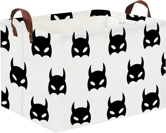 HIYAGON Batman Basket Kids Storage Basket Cute Basket Empty Toy Storage Bin Organizer Box Rectangular Room Decor for Home Books(Black bats)