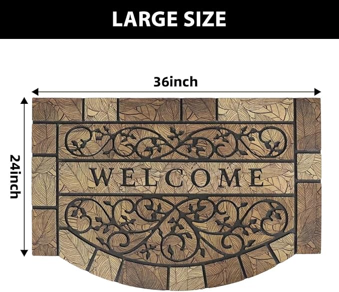 Durable Welcome Door Mats, 24"x36" Heavy-Duty Large Welcome Mat for Front Door with Non-Slip Rubber Backing, Door Mats for Outside Entry High Traffic Area(Leaves)