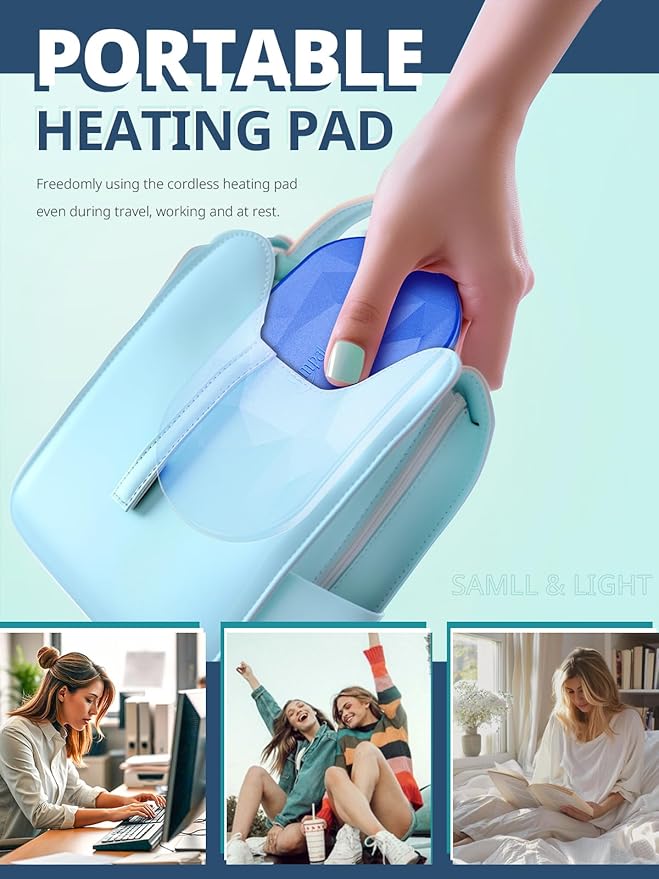 Slimpal AI Portable Heating Pad for Period Cramps, AI Smart Chip Long Safe Heat, Electric Cordless Back Belly Heating Pad for Menstrual Relief, Wearable Heat Belt Gifts for Her Women Girl, Bright Pink