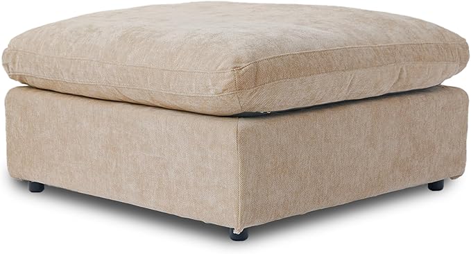 JACH Modular Ottoman Seater for Living Room, Cushion Covers Removable, Minimalist Comfy Footstool, Breathable Ottoman for Living Room Apartment (Khaki)