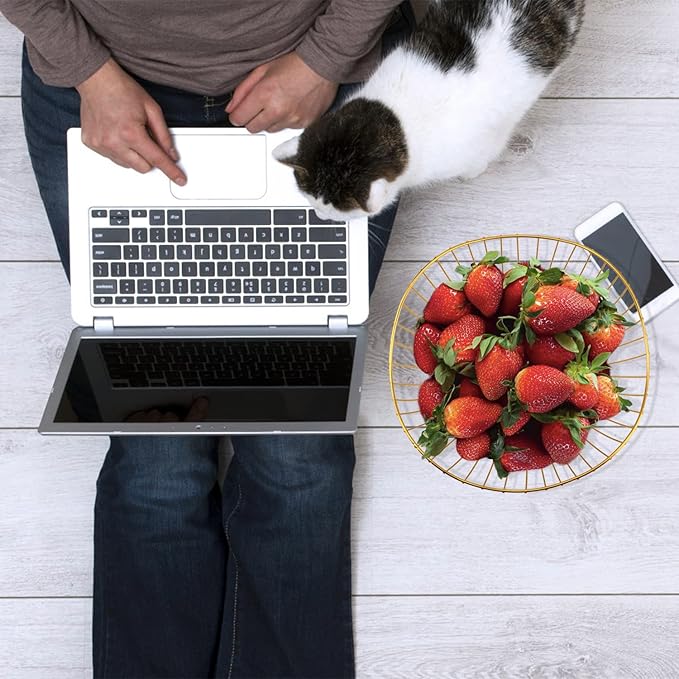 Metal Wire Fruit Basket, Gold Fruit Bowl for Kitchen Counter, Fruit Holder Stand Storage Baskets for Countertop, Home Decor, Table Centerpieces, Vegetable Bowls for Fruits, Veggies, Snacks (Gold)