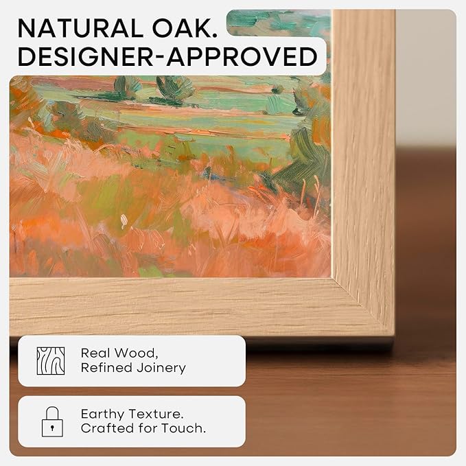Homeforia Wooden Poster Frame 22x28, High End Natural Oak 22 x 28 Picture Frame with Mat 18 by 24, 22x28 Light Wood Frame Matted to 18x24 Photo, 28by22 Large Frames, Tempered Glass, Wall Kit, Set of 1