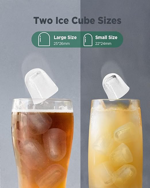 Silonn Countertop Ice Maker, 9 Cubes Ready in 6 Mins, 26lbs in 24Hrs, Self-Cleaning Ice Machine with Ice Scoop and Basket, 2 Sizes of Bullet Ice for Home Kitchen Office Bar Party, Green