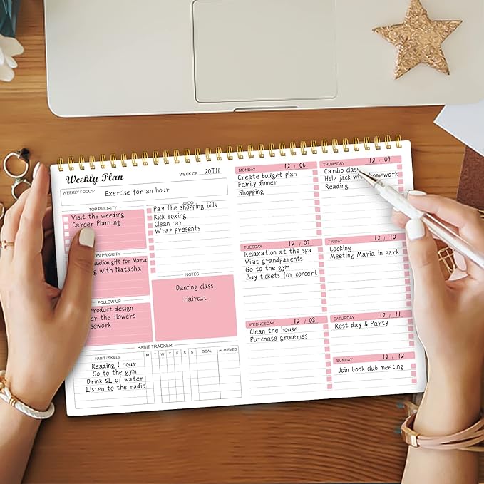 Weekly Planner Notepad Undated Weekly Goals Schedule Planner To Do List Notebook Planning Pad Calendars Organizers Habit Tracker Journal for Man & Women,52 Weeks (8.5x12")