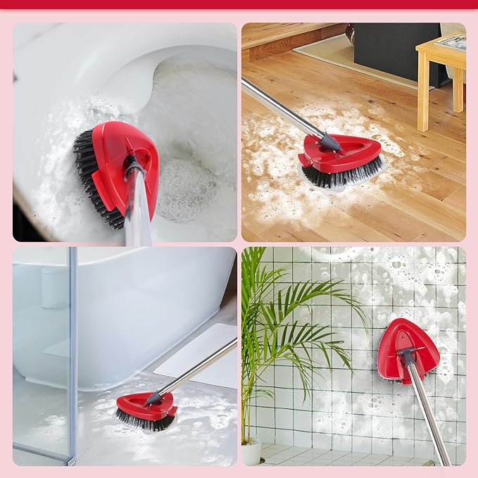 2 Pack Scrub Brush Head Replacement Compatible with O Cedar EasyWring Spin Mop 1-Tank System, Floor Scrubber Head, Shower Scrub Brush with Hard Bristles for Cleaning & Scrubbing