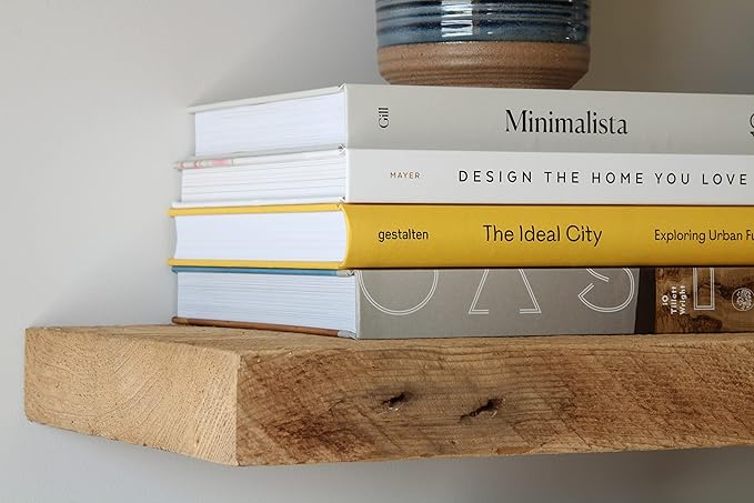 Urban Legacy Deep Floating Shelves | Reclaimed Barn Plank Deep Floating Shelves with Low Profile Brackets | High Weight Capacity (24" x 11" x 2")