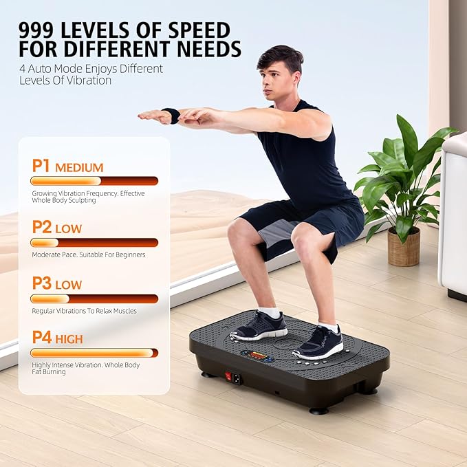 Vibration Plate Exercise Machine, OVANZA Whole Body Vibration Plate for Lymphatic Drainage, Burns Fat, Helps Toning, Weight Loss Shaping Wellness for Home Training Equipment