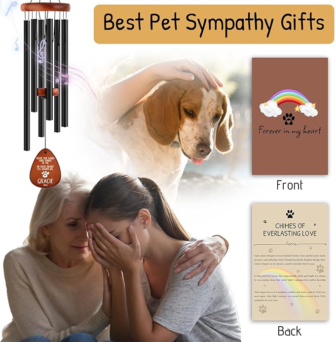 Personalized Pet Memorial Wind Chimes - Dog Memorial Gifts for Loss of Dog,Dogs Remembrance Bereavement Gift,Custom Pet Loss Sympathy Gifts in Memory of Dogs Cats (Design 1)