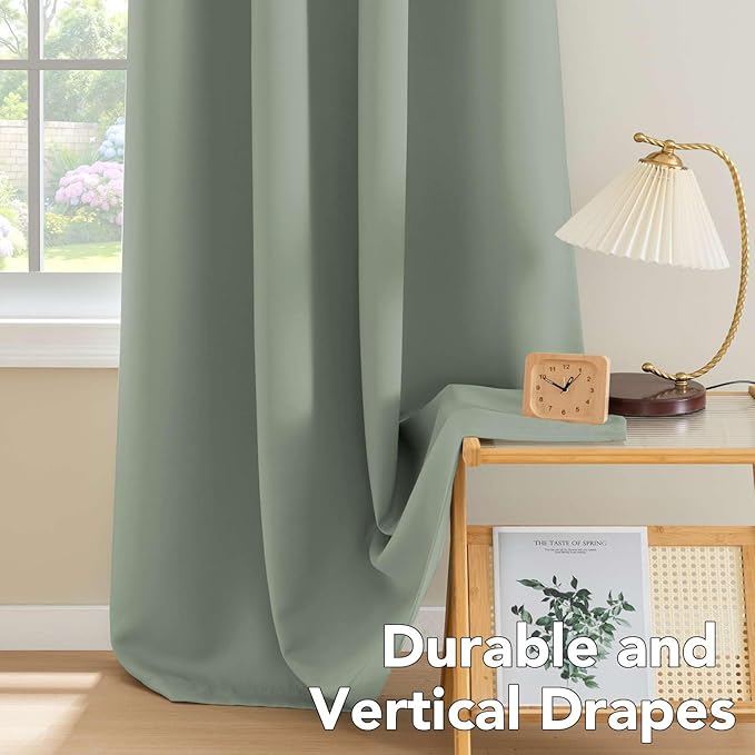 H.VERSAILTEX Blackout Window Curtain Panels Thermal Insulated Room Darkening Solid Grommet Curtains/Drapes for Bedroom Privacy Protection (Set of 2 Panels,52 by 63 Inch Long, Cyan)