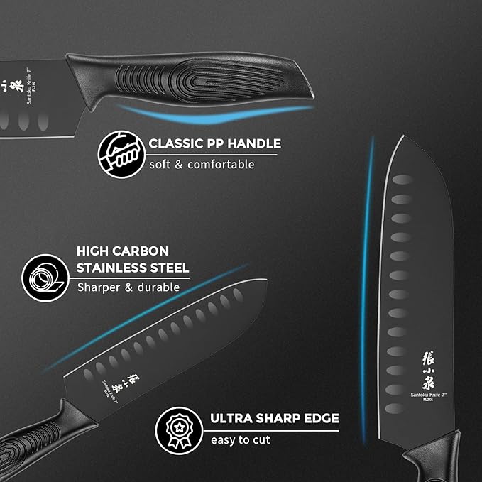 ZHANG XIAO QUAN SINCE 1628 15Pcs Knife Sets for Kitchen with Block,Knife Set with Built-in Sharpener Dishwasher Safe(Master A)