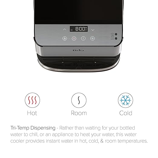Brio 700 Series Moderna 3-Stage Filter Reduces PFAS & MicroplasticsTouch-Less Countertop Bottle-Less POU Tri-Temperature Digital Water Cooler Dispenser