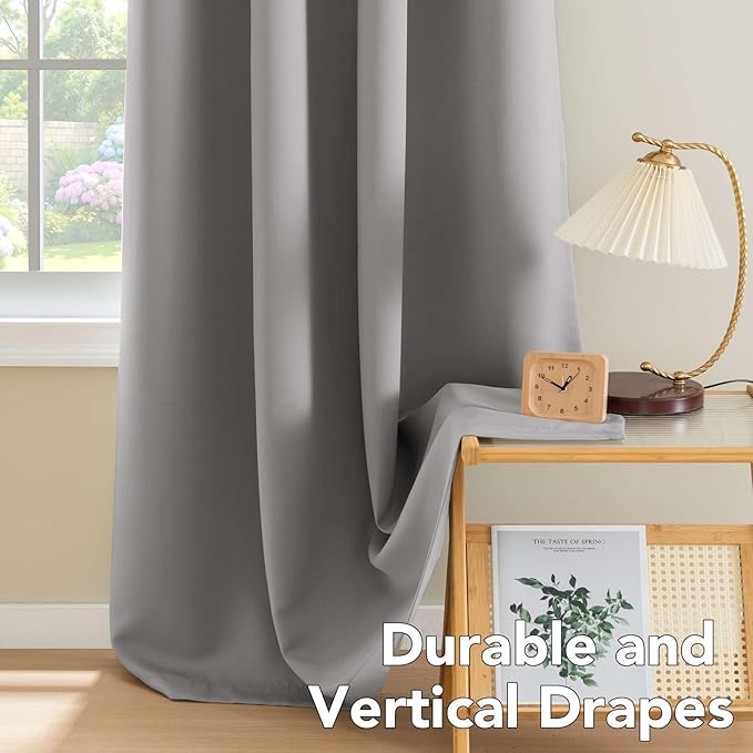 H.VERSAILTEX Blackout Curtains for Bedroom Thermal Insulated Room Darkening Living Room Curtains 63 Inch Long Grommet Privacy Protection Window Curtain Panels/Drapes for Nursery, 2 Panels, Dove Grey