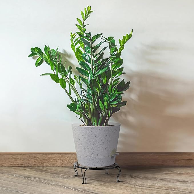 Self Watering Pots for Indoor Plants,12 inch Planters with Drainage Holes Plastic Flower Pots with Deep Reservoir, White Speckles