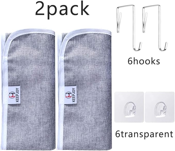 KEEPJOY Saves Space Door-Hanging Laundry Bag,Door Hanging Laundry Hamper with 2 Different Types of Hooks, Oxford Fabric Hanging Laundry Basket for Clothes Size 30"X20" -2 Pack Gray