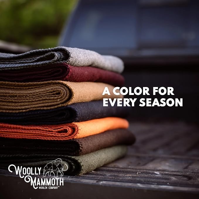 Woolly Mammoth Woolen Company Merino Wool Camping Blanket - 66 × 90 in, Red/White & Blue Plaid - 80% Merino Wool Heavyweight Outdoor Throw Blanket - Insulating for Picnic & Travel