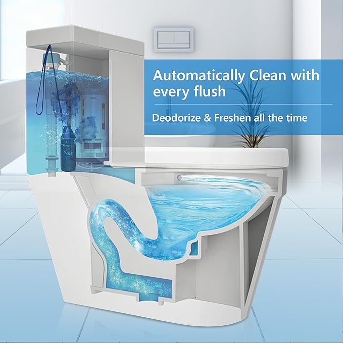Toilet Bowl Cleaner Bottle, Automatic Toilet Bowl Cleaner Tablets in Bottle, Easy to Use, Long-Lasting Effect Toilet Cleaners Drop in Tank, Blue, 4 Bottles