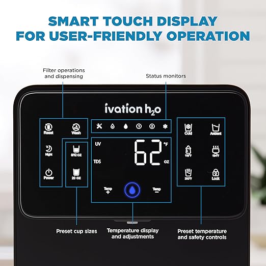 Ivation H2O Hot & Cold, Countertop Reverse Osmosis System, TDS Filter System, 4 Stage RO Water Filtration, 6 Temperature Presets, 3:1 Pure to Drain, Portable Plug-and-Play - Black