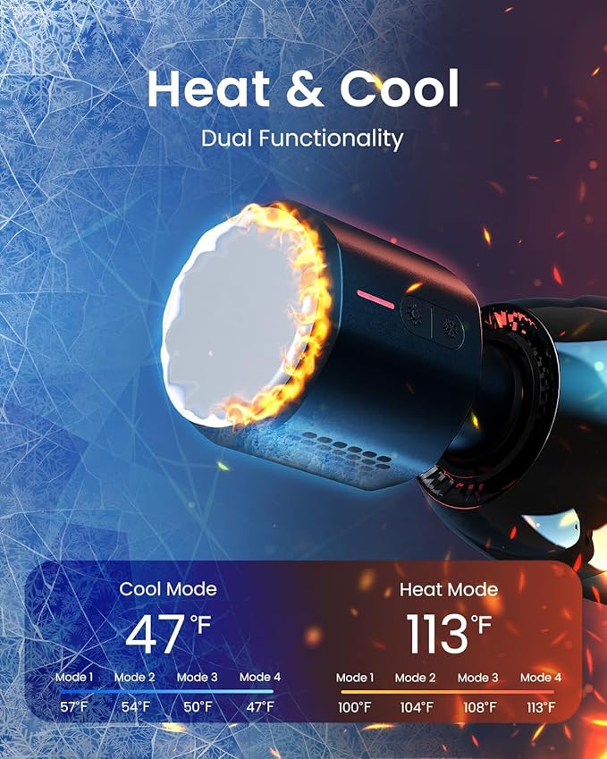 RENPHO Massage Gun Deep Tissue with Heat and Cold, Percussion Muscle Massage Gun Bluetooth with 12mm Amplitude, Handheld Massager Gun, Power+ Thermacool