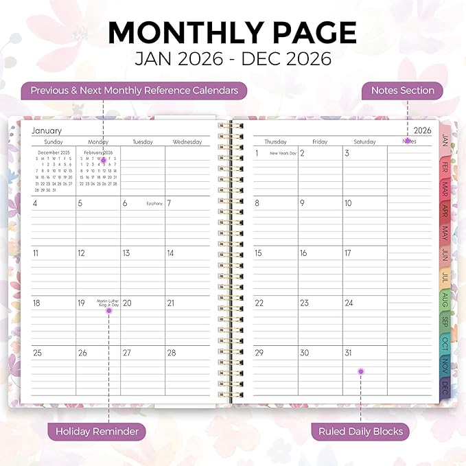 Planner 2026, 8.5" x 11" Monthly & Weekly Planner with Tabs, JAN - DEC 2026, Goal Setting & Time Management Organizer for Professionals & Students