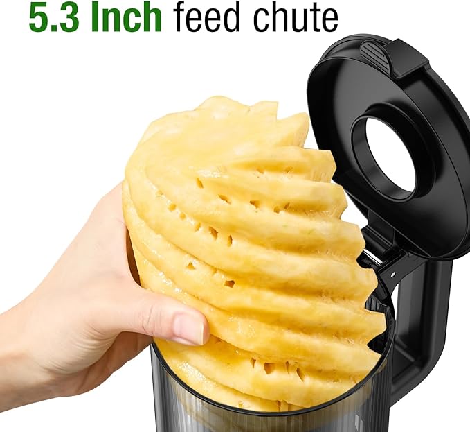 Juicer Machines, TUUMIIST Cold Press Juicer with 5.3" Extra Large Feed Chute Fit Whole Fruits & Vegetables Easy to Clean, High Juice Yield, BPA Free (White)