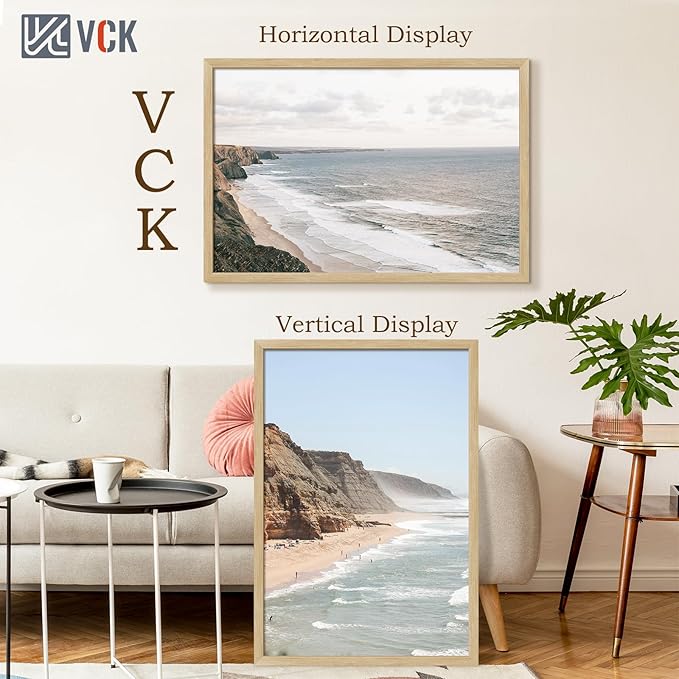 VCK 27x40 Oak Poster Frame 3 Pack, Natural Solid Wood Picture Frames, Wall Gallery Frame