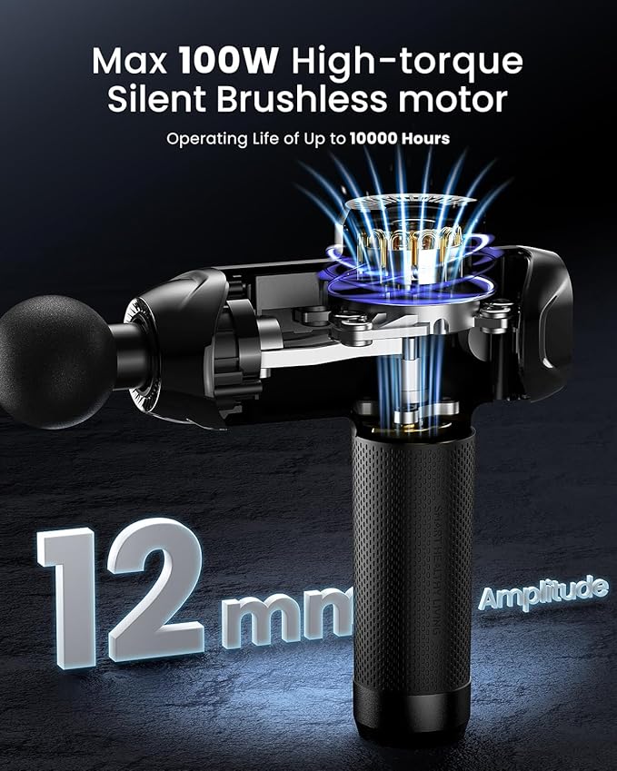 RENPHO Massage Gun Deep Tissue with Heat and Cold, Percussion Muscle Massage Gun Bluetooth with 12mm Amplitude, Handheld Massager Gun, Power+ Thermacool