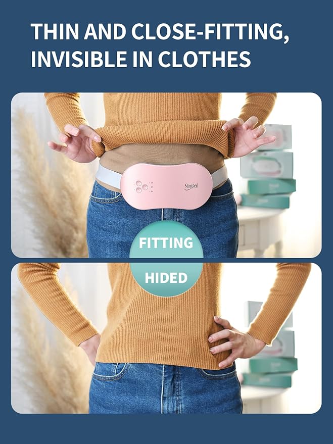 Slimpal Portable Heating Pad for Period Cramps, FSA HSA Eligible, Cordless Heat Pad for Menstrual Cramps Relief, 3 Timer Auto Off Setting, Electric Heating Belt Gifts for Her Women Girl Wife, Pink