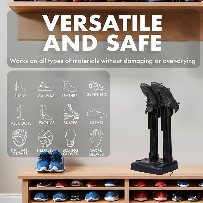 JobSite Boot Dryer - Silent Shoe Dryer & Warmer For Work Boots, Gloves & Shoes - Fanless Convection Dry - Helps Reduce Odor