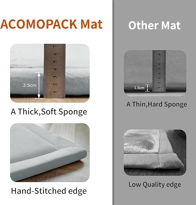 ACOMOPACK Baby Play Mat for Floor,1.3" Thick Memory Foam Area Rug for Living Room,Soft Velvet Crawling with Non-Slip Bottom for Kid,Toddler,79"×118" Tummy Time Nursery Rugs,Yoga(Light Grey)