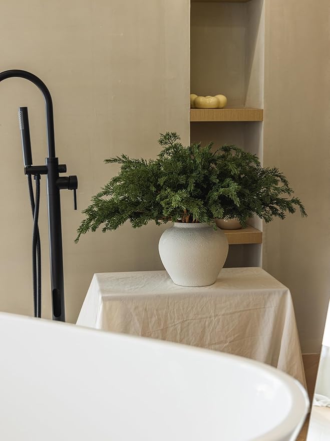 MISSPIN 12 Pcs 21.5 Inches Christmas Cedar Branches, Cedar Artificial Christmas Branches DIY Crafts Faux for Xmas Indoor Outdoor Home Decor