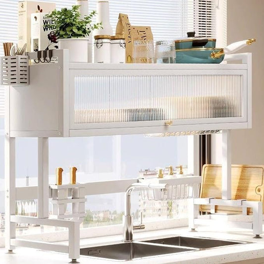 Home Furnishing Over The Sink Dish Drainer Drying Rack 3 Tier Over Sink Dish Rack for,oversink Dish Dry Rack,Space Saving Dish Drying Rack,Kitchen Sink Organizer countertop(White,55cm/21.7in)