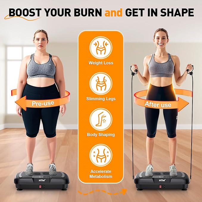 Vibration Plate Exercise Machine - 180 Speeds & 300 lb Capacity, Full Body Workout Vibration Platform with Remote Control for Lymphatic Drainage, Weight Loss & Toning
