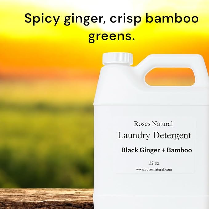 Plant-Based Liquid Laundry Detergent, 32 Fl Oz, Multiple Scents, HE Compatible (Black Ginger + Bamboo)