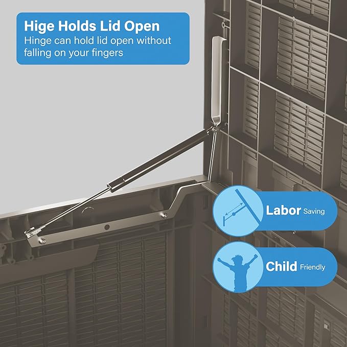 100 Gallon Double-Wall Resin Deck Box - Lockable Waterproof Outdoor Storage Box, 1000lbs Capacity & Doubles as Seating for Patio Furniture - Garden Tools, Pool Accessories (Brown)