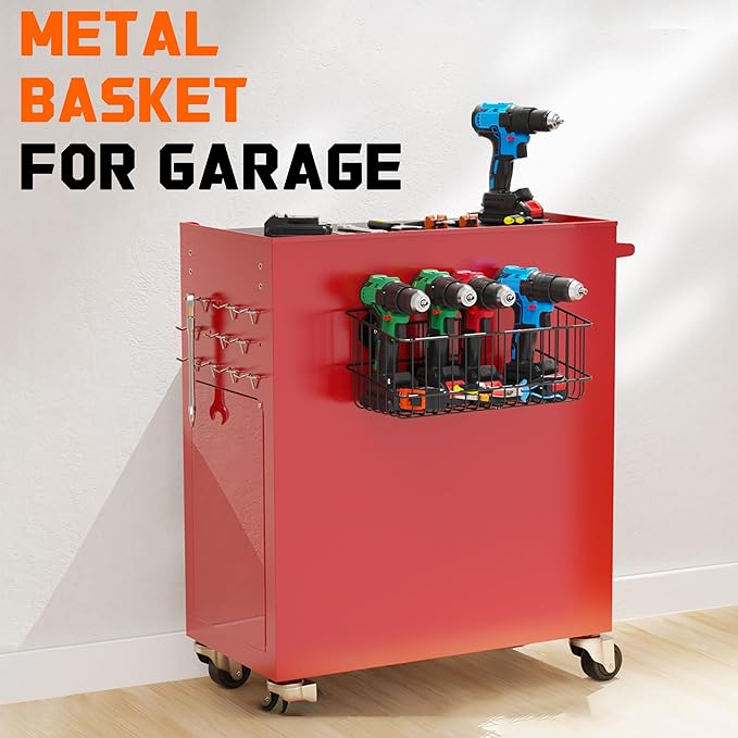 ULIBERMAGNET Magnetic Baskets, Large Capacity Metal Wire Mesh Basket Holder Organizer for Sundry Tool Storage, Magnetic Shelf for Garage, Laundry, Kitchen, Workshop, Cabinet(2 Pack)