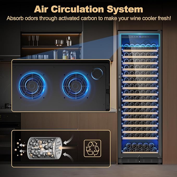 Upgraded 190 Bottles Wine Cooler Refrigerator,24 Inch Wide Wine Fridge with Professional Temperature Control System,Freestanding or Built-in installation, Quiet Operation,Black