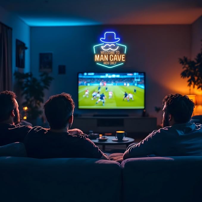 Man Cave Neon Sign, Gentleman Neon Signs for Wall Decor, Dimmable Acrylic Neon Lights for Man Cave Gamer Room Bedroom Bar Pub Party Decorations