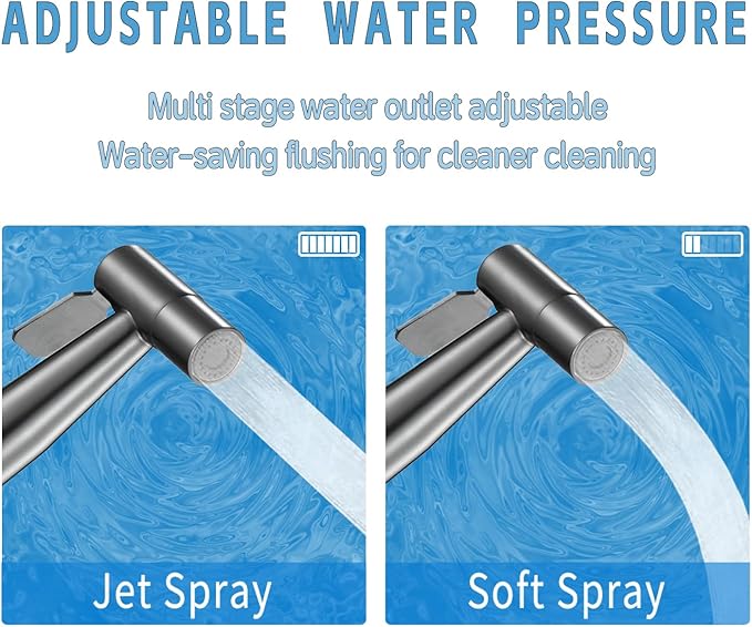 MLD Handheld Toilet Bidet Sprayer, Toilet Faucet Handheld Bidet Sprayers, Hand Shower Toilet Hose Sprayer Attachment for Water Spray and Cloth Diaper Wash (Grey)