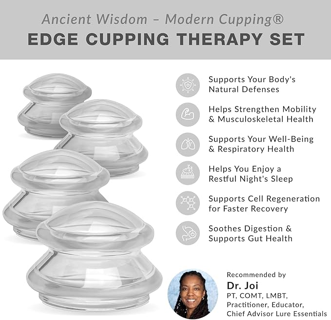 Silicone Cupping Therapy Set Professional Massage Cupping Cups for Cupping Therapy - 8 Cup Kit for Massage, Myofascial Release, Cellulite Reduction - Pack of 2 (Lure Clear)